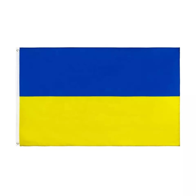 O mundo do poliéster da cor de Pantone embandeira o estilo de suspensão ucraniano da bandeira 3x5 nacional