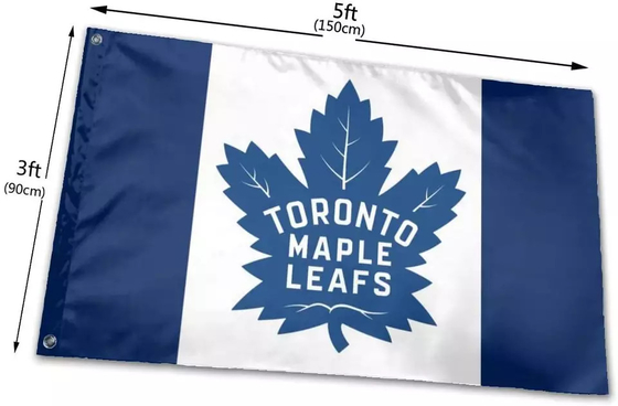Bandeira quente das equipes do NHL da bandeira feita sob encomenda rápida dos Toronto Maple Leafs da bandeira da entrega