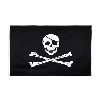 Bandeira de pirata feita sob encomenda dos ossos cruzados do crânio da bandeira 3x5Ft do poliéster do OEM