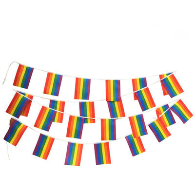 Arco-íris decorativo Pride Bunting Flying Style do poliéster da bandeira de LGBT