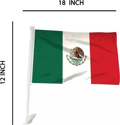 A tela feita sob encomenda da bandeira do carro imprimiu a bandeira do carro de México com Polo plástico