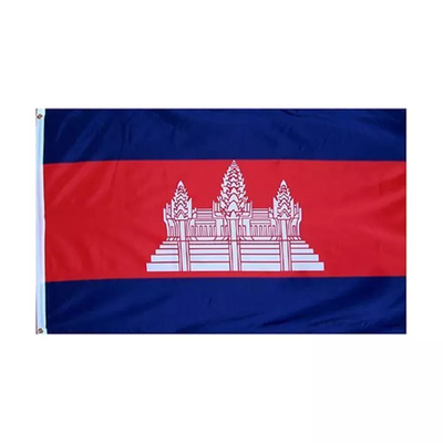Impressão/tela de Digitas da bandeira do costume 3 x 5 do poliéster que imprime a bandeira nacional de Combodia