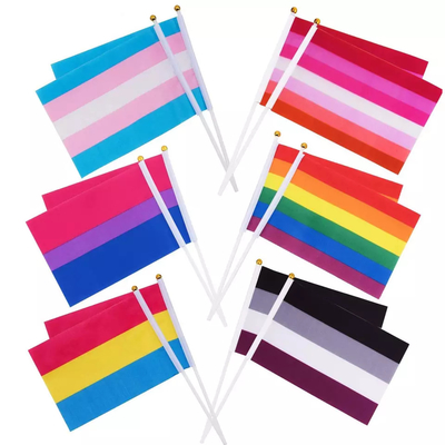 Bandeira Handheld impressa do arco-íris de Pride Flag Waterproof LGBT do progresso