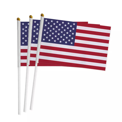 As bandeiras americanas Handheld personalizadas fizeram malha o poliéster com Polo branco