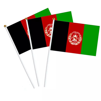 Polo branco personalizou a bandeira internacional de Afeganistão do poliéster à mão das bandeiras 100D
