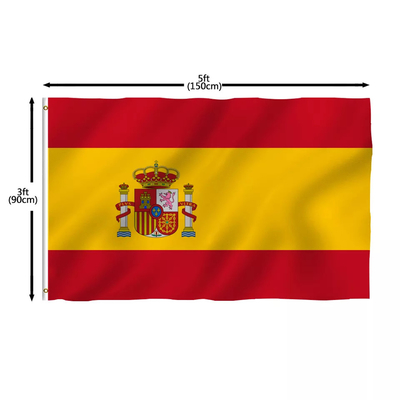 Bandeiras do mundo do poliéster da cor de Pantone que penduram a bandeira nacional da Espanha do estilo