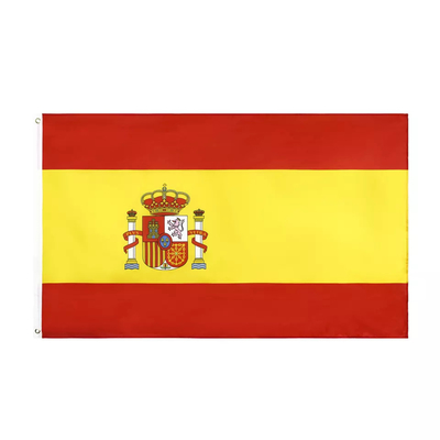 Bandeiras do mundo do poliéster da cor de Pantone que penduram a bandeira nacional da Espanha do estilo