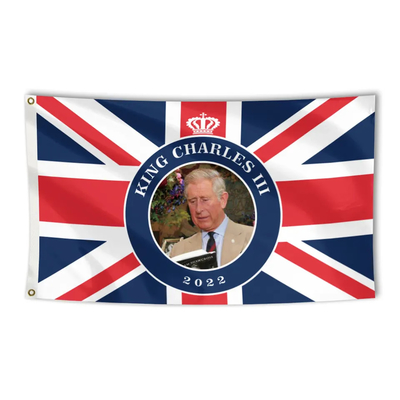 Coroação de alta qualidade 2023 do rei Charles III do rei Charles Flag Reino Unido de 3x5ft